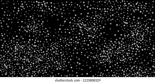 Silver shine of confetti on a black background. Illustration of a drop of shiny particles. Decorative element. Luxury background for your design, cards, invitations, gift, vip.