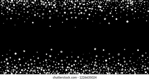 Silver shine of confetti on a black background. Illustration of a drop of shiny particles. Decorative element. Luxury background for your design, cards, invitations, gift, vip.