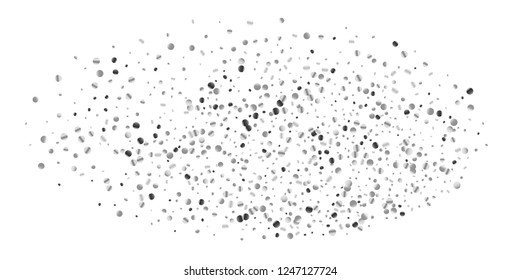 Silver shine of confetti on a black background. Illustration of a drop of shiny particles. Decorative element. Luxury background for your design, cards, invitations, gift, vip.