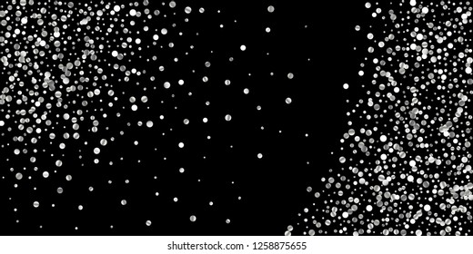 Silver shine of confetti on a black background. Illustration of a drop of shiny particles. Decorative element. Luxury background for your design, cards, invitations, gift, vip.