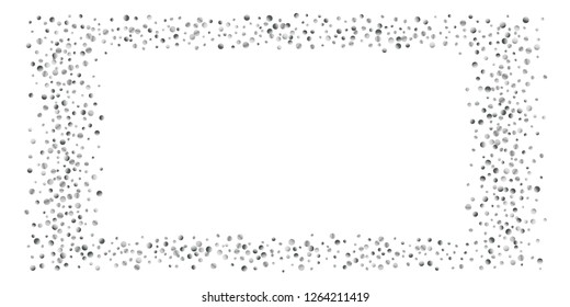 Silver shine of confetti on a black background. Illustration of a drop of shiny particles. Decorative element. Luxury background for your design, cards, invitations, gift, vip.