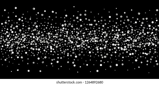 Silver shine of confetti on a black background. Illustration of a drop of shiny particles. Decorative element. Luxury background for your design, cards, invitations, gift, vip.