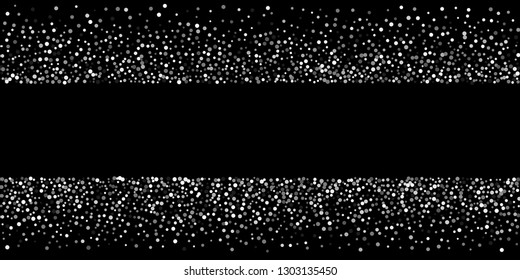 Silver shine of confetti on a black background. Illustration of a drop of shiny particles. Decorative element. Luxury background for your design, cards, invitations, gift, vip.