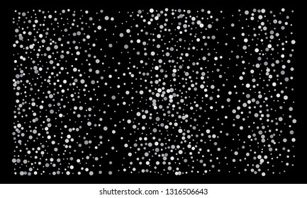 Silver shine of confetti on a black background. Illustration of a drop of shiny particles. Decorative element. Luxury background