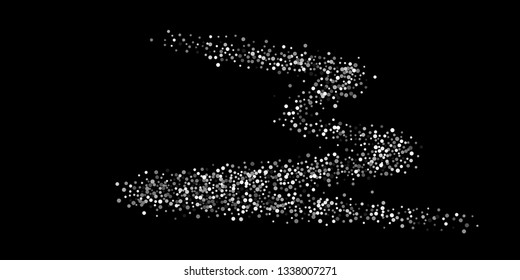 Silver shine of confetti on a black background. Illustration of a drop of shiny particles. Decorative element. Luxury background for your design, cards, invitations, gift, vip.