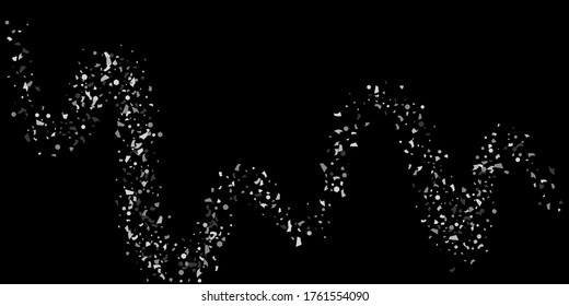 Silver shine of confetti on a black background. Illustration of a drop of shiny particles. Decorative element. Luxury background for your design, cards, invitations, gift, vip. 