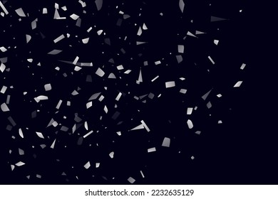 Brillo plateado de confeti sobre un fondo negro. Ilustración de una gota de partículas brillantes. Elemento decorativo. Lujo para su diseño, tarjetas, invitaciones, regalo, vip. 