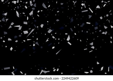 Silver shine of confetti on a black background. Illustration of a drop of shiny particles. Decorative element. Luxury background for your design, cards, invitations, gift, vip. 