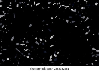 Silver shine of confetti on a black background. Illustration of a drop of shiny particles. Decorative element. Luxury background for your design, cards, invitations, gift, vip. 