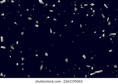 Silver shine of confetti on a black background. Illustration of a drop of shiny particles. Decorative element. Luxury background for your design, cards, invitations, gift, vip. 