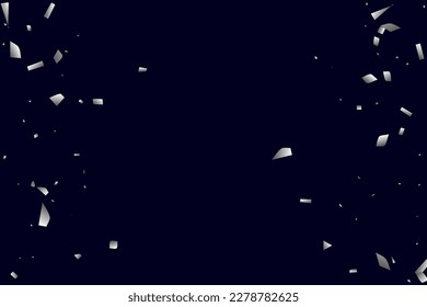 Silver shine of confetti on a black background. Illustration of a drop of shiny particles. Decorative element. Luxury background for your design, cards, invitations, gift, vip. 