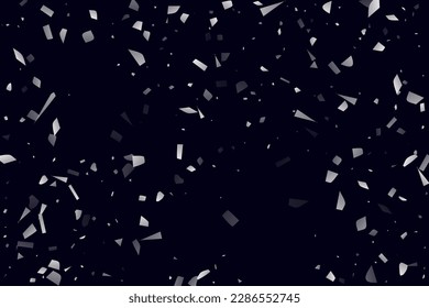 Silver shine of confetti on a black background. Illustration of a drop of shiny particles. Decorative element. Luxury background for your design, cards, invitations, gift, vip. 