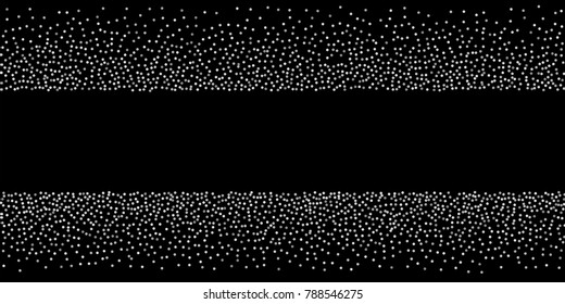 Silver shine of confetti on a black background. Illustration of a drop of shiny particles. Decorative element. Luxury background for your design, cards, invitations, gift, vip.