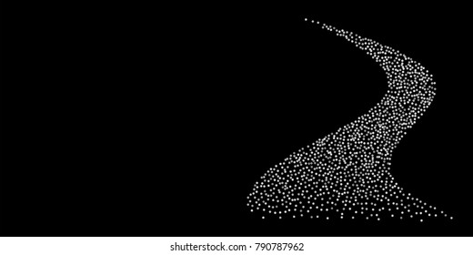 Silver shine of confetti on a black background. Illustration of a drop of shiny particles. Decorative element. Luxury background for your design, cards, invitations, gift, vip.