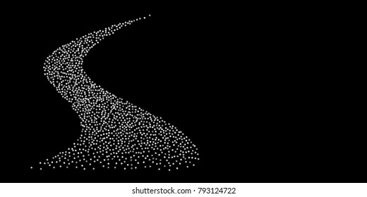 Silver shine of confetti on a black background. Illustration of a drop of shiny particles. Decorative element. Luxury background for your design, cards, invitations, gift, vip.