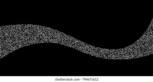 Silver shine of confetti on a black background. Illustration of a drop of shiny particles. Decorative element. Luxury background for your design, cards, invitations, gift, vip.