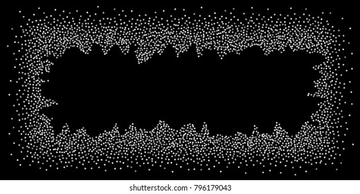 Silver shine of confetti on a black background. Illustration of a drop of shiny particles. Decorative element. Luxury background for your design, cards, invitations, gift, vip.