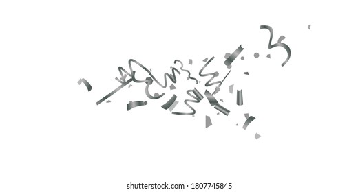Silver shine of confetti on a white background. Illustration of a drop of shiny particles. Decorative element. Luxury background for your design, cards, invitations, gift, vip. 