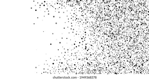Silver shine of confetti on a white background.   Illustration of a drop of shiny particles. Decorative element. Element of design. Vector illustration, EPS 10. 