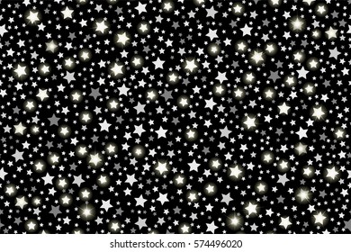 Silver shining falling stars seamless texture. Festive, luxury or network graphic design concept. Vector illustration
