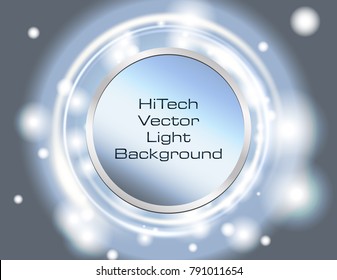 Silver Shining Hi Tech Background - Vector Glowing HUD Futuristic Light Metal Design
