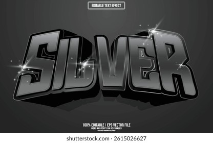 Silver shiny 3D editable text effect