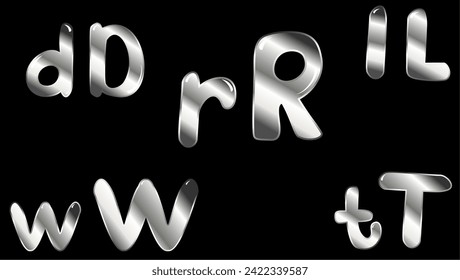 silberglänzende Alphabet-Kollektion, einzelne Illustration im Vektorformat