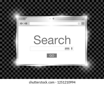 Silver shiny browser window isolated. Search engine. Vector stock illustration