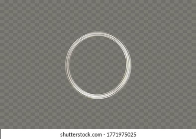 Marco de círculo brillante plateado con polvo aislado en un fondo transparente. Fronteras lujosas y realistas. Ilustración vectorial de una llanta de plata. marcos de gradiente plateado con luz.