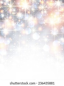 Silver shiny defocused christmas background. Vector starry illustration.
