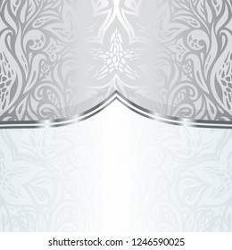 Silver shiny floral vintage pattern wallpaper background design