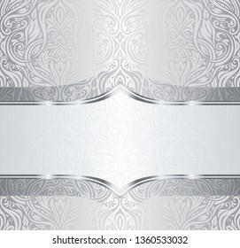 Silver shiny floral vintage pattern wallpaper background design