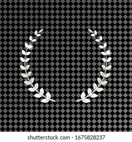 Lámina de laurel brillante plateado aislada sobre fondo transparente. Elemento de diseño de vectores.