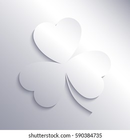 Silver shiny leaf clover. St. Patrick's day. Vector illustration.