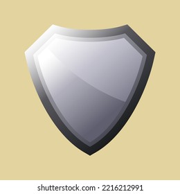Silver shiny shield protection emblem vector