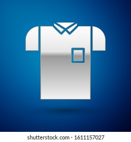 Silver shirt icon isolated on blue background.  Vector Illustration