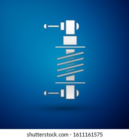 Silver Shock absorber icon isolated on blue background.  Vector Illustration