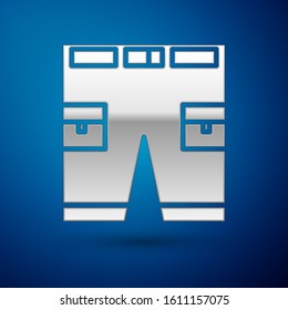 Silver Short or pants icon isolated on blue background.  Vector Illustration