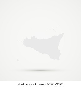 Silver Sicily Map Illustration