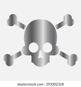 Silver sign of danger to life. skull and crossbones