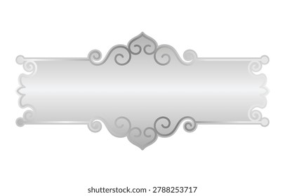 Silver sign frame, luxurious silver decorative elements, vintage line design.