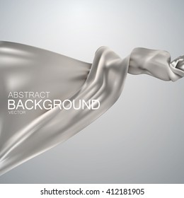 Silver silk fabric. Vector illustration with silver satin or silk fabric. Vector atlas textile  