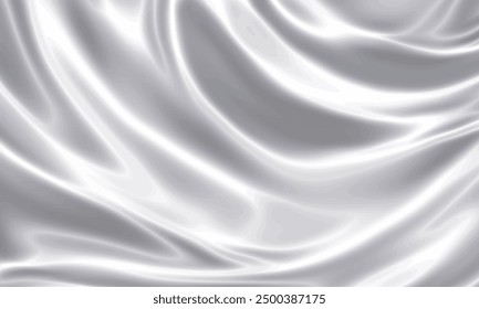 Silver silk texture background design with smooth waves.