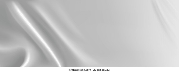 Silver silk wave fabric texture abstract background. Chrome metal liquid satin smooth surface. Soft fluid dynamic 3d pattern with drape elegant motion. Advertising royal beauty luxury backdrop