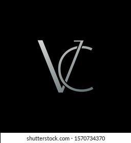 Silver Simple Line  Letter V, C, VC,  CV logo icon. Creative vector logo icon design  concept  for business or company identity.