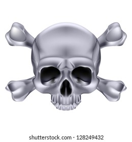 Silver  Skull and crossbones. Illustration on white background for design