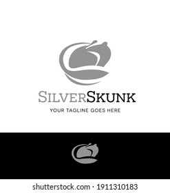 Silver skunk logo for business, organization or websites. Vector Illustration

