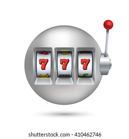 Silver slot machine illustration. Gamble ball.