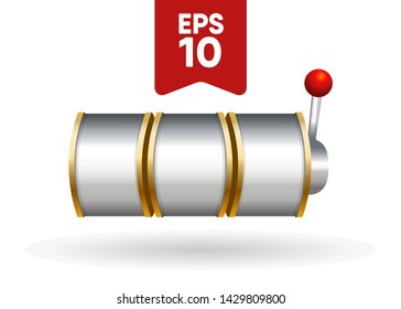 Silver Slot Machine Slots Reel Spin Gambling Vector Illustration