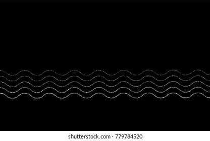 Silver small confetti on a black background. Luxury festive background. Silver abstraction from the points scattered over the black background. Design element for postcard, poster, banner. Vector.